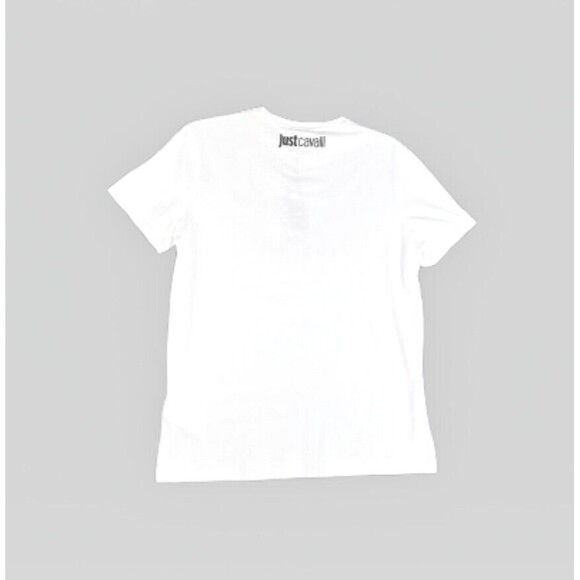 NWT JUST CAVALLI Men's White T Shirt Black Triangle Graphic Sz Large Tee Logo - Picture 5 of 12